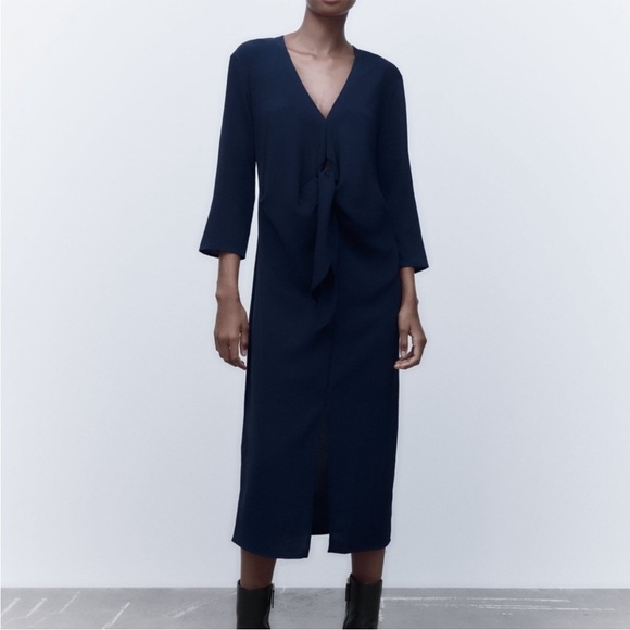 🌸Zara Knotted Fluid Dress - Picture 1 of 7